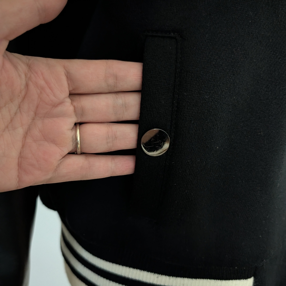 Forever 21 Black Varsity Jacket with Leather Accents - Picture 5 of 8